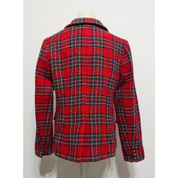 Talbots red plaid tweed blazer sz 10P Office Career Preppy Old Money Church - Picture 2 of 5